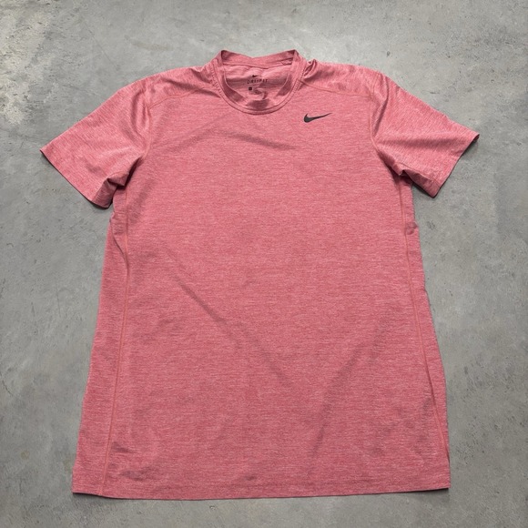 Nike Dri-Fit‎ Men's Short Sleeve Athletic Shirt Fitted Workout Red Large - Picture 1 of 4